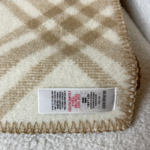 Burberry Beige Checkered Blanket